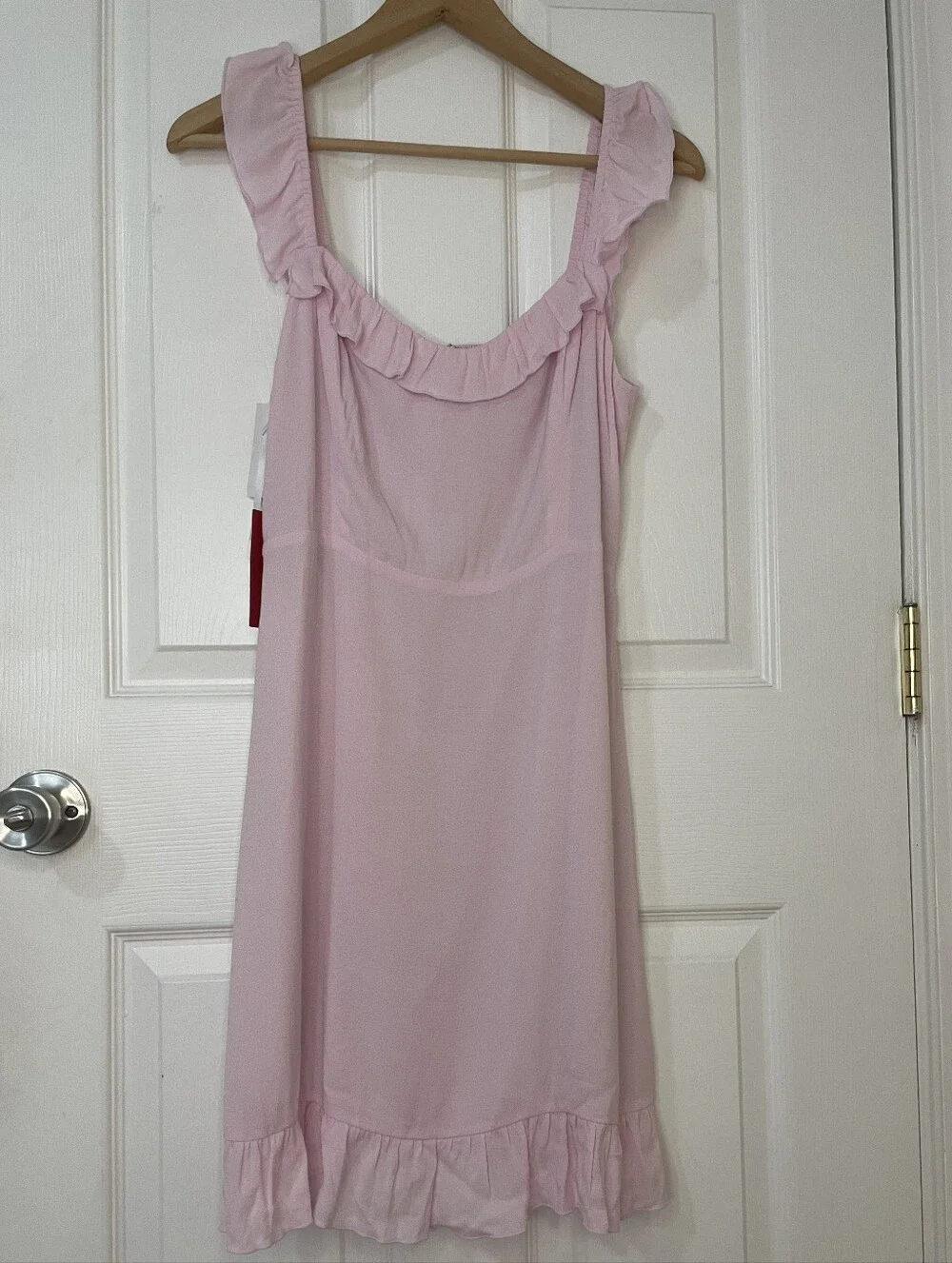 Aritzia Sunday Best Pale Pink Ruffle Strap Mini Dress Size M